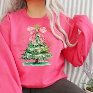 Joy Hope Love Peace Merry Christmas 🎄 Hot Pink Sweatshirt Sizes 2X-3X